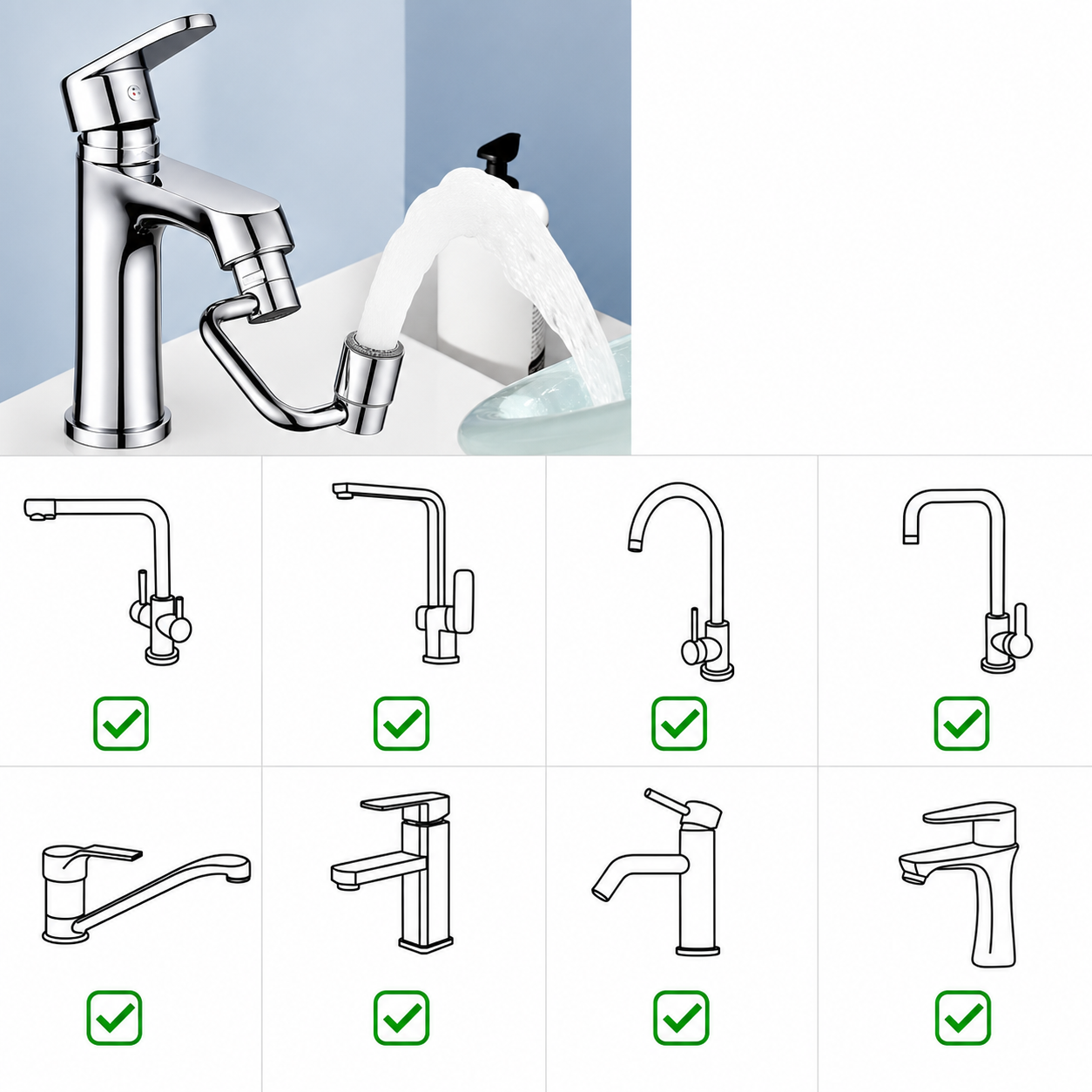 1080°Swivel Dual Mode Stainless Faucet Extender