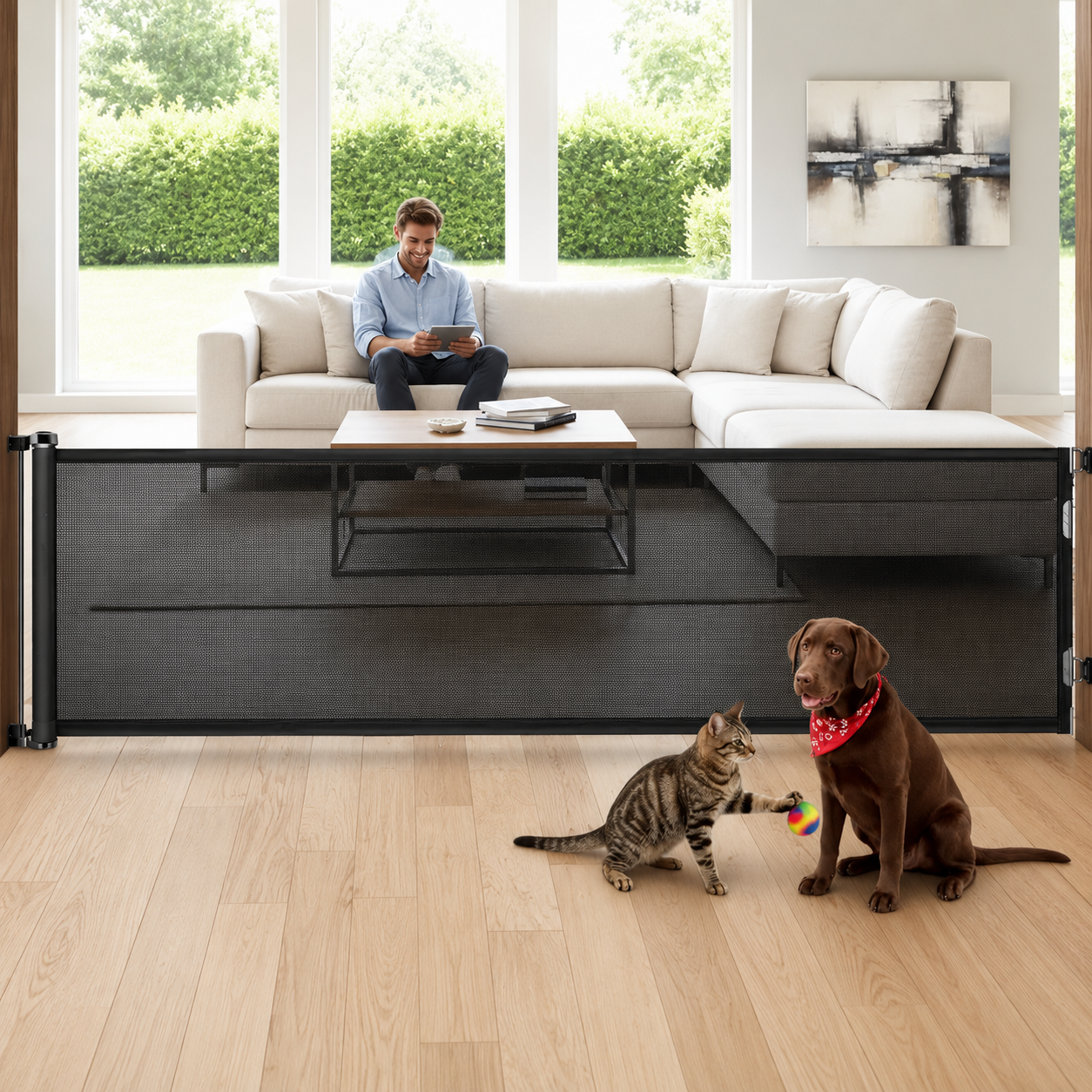 Extra Tall Retractable Baby & Pet Gate | 87cm Safety Barrier