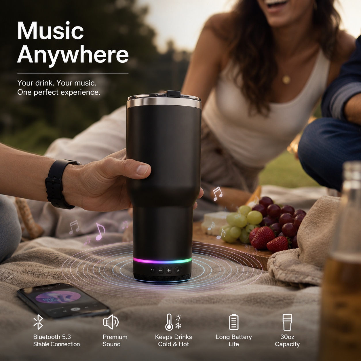 HydraBeat | 30oz Bluetooth Speaker Tumbler