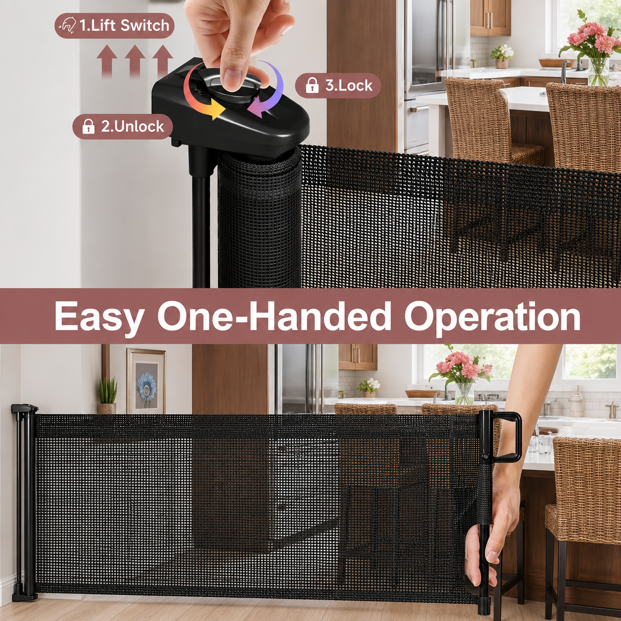 Extra Tall Retractable Baby & Pet Gate | 87cm Safety Barrier