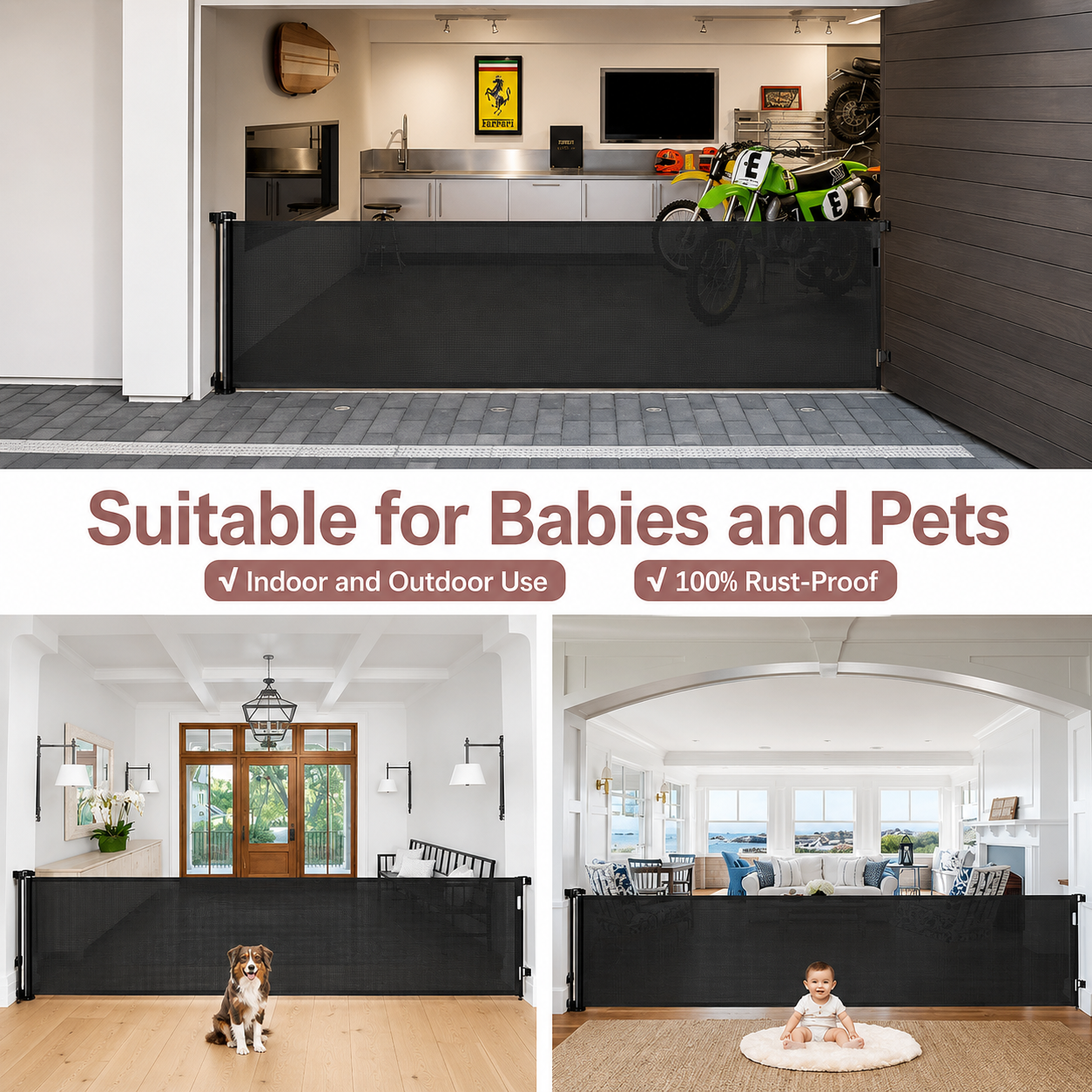 Extra Tall Retractable Baby & Pet Gate | 87cm Safety Barrier