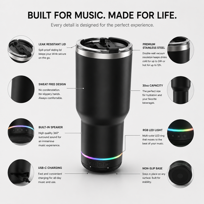 HydraBeat | 30oz Bluetooth Speaker Tumbler