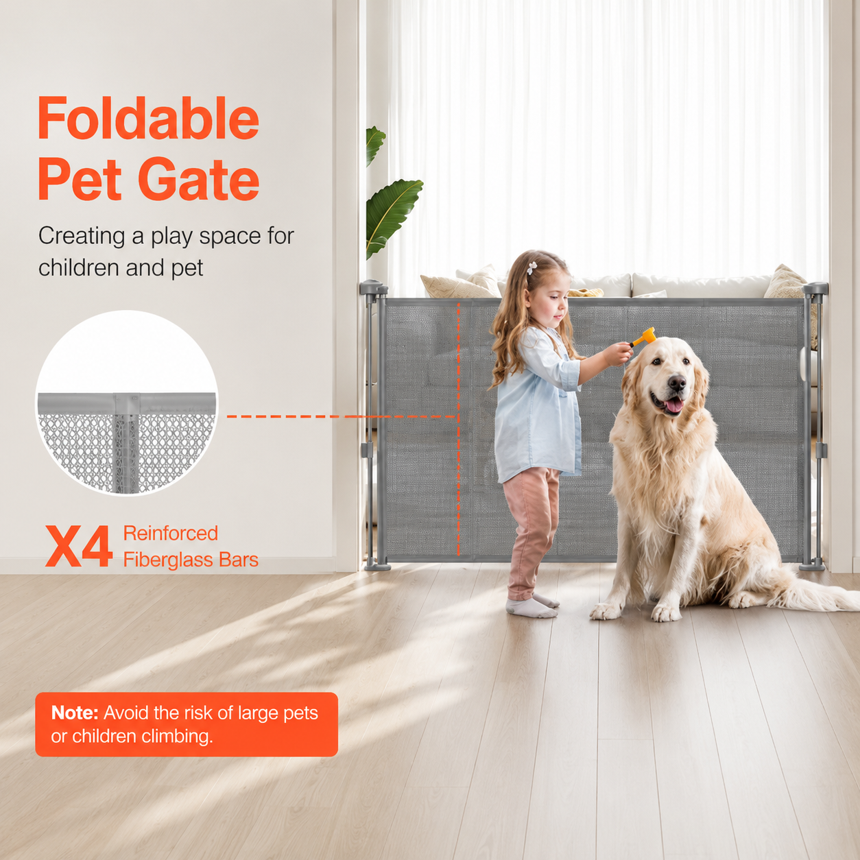Extra Tall Retractable Baby & Pet Gate | 87cm Safety Barrier