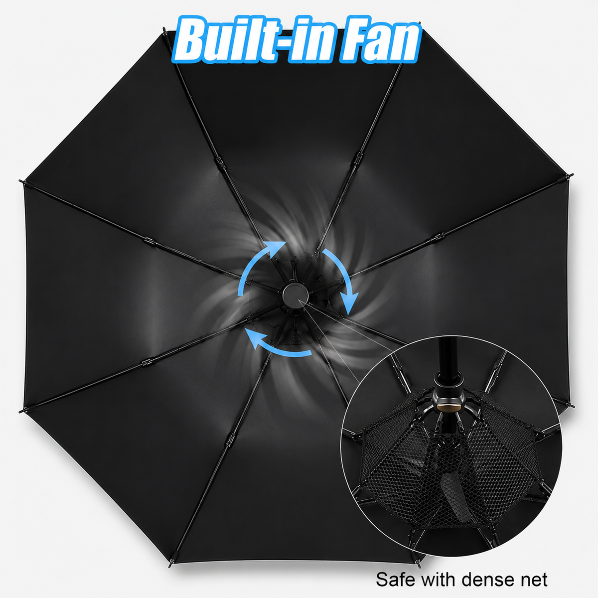 CoolShield Sun Umbrella: UPF 50+ with Fan & Misting Spray