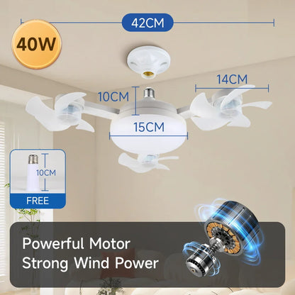 Ceiling LED Fan Light Remote Control Adjustable  3-Speed