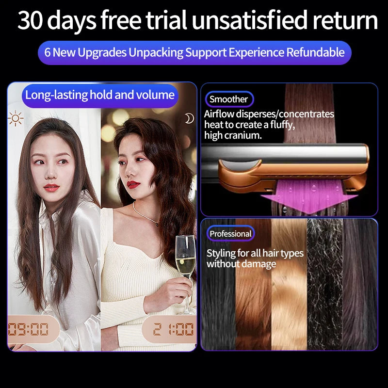 Secador y Plancha de pelo Profesional 2 en 1 - Seca y alisa en minutos