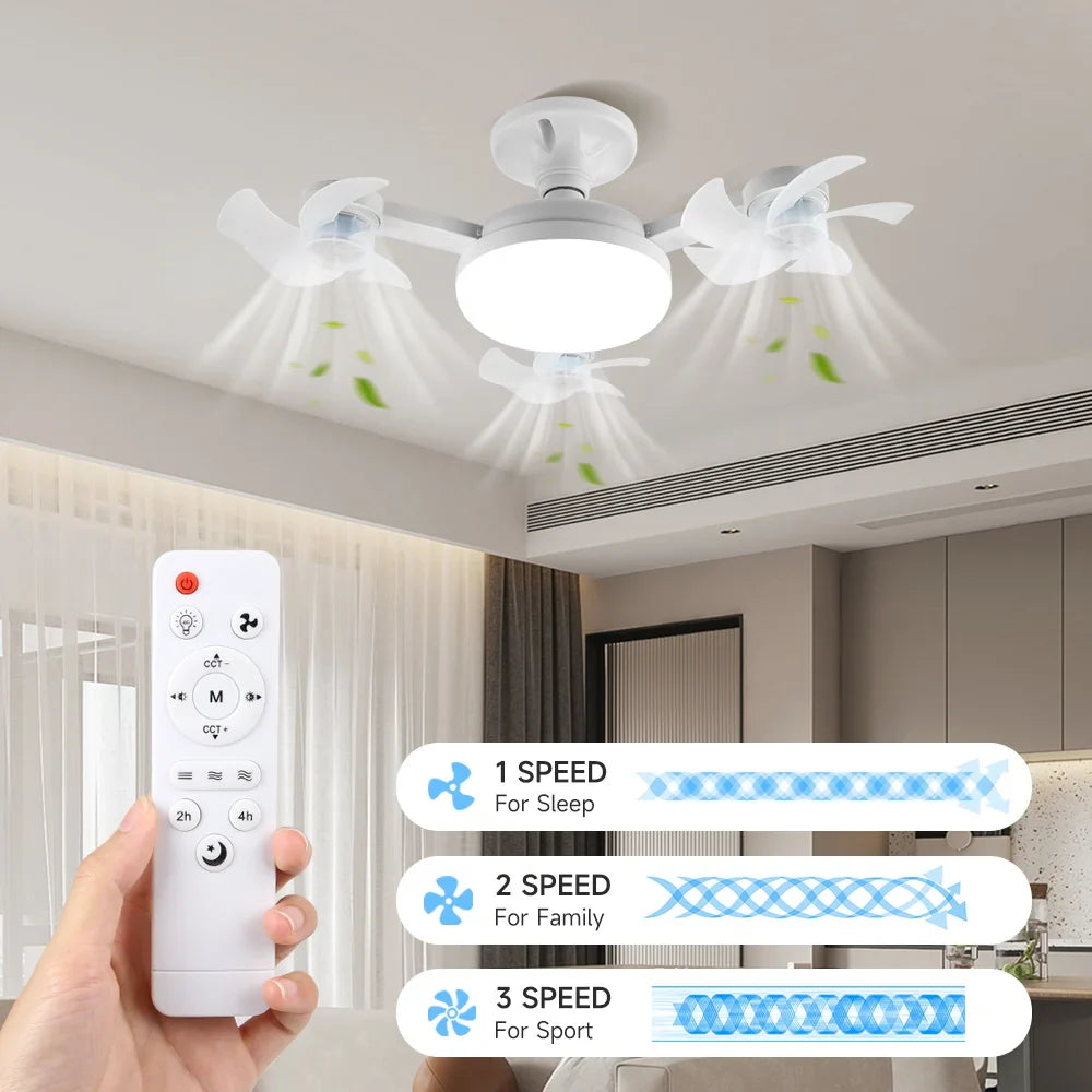 Ceiling LED Fan Light Remote Control Adjustable  3-Speed