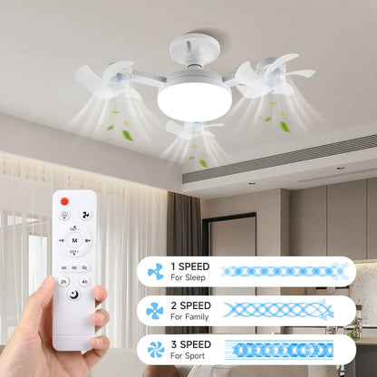 Ceiling LED Fan Light Remote Control Adjustable  3-Speed