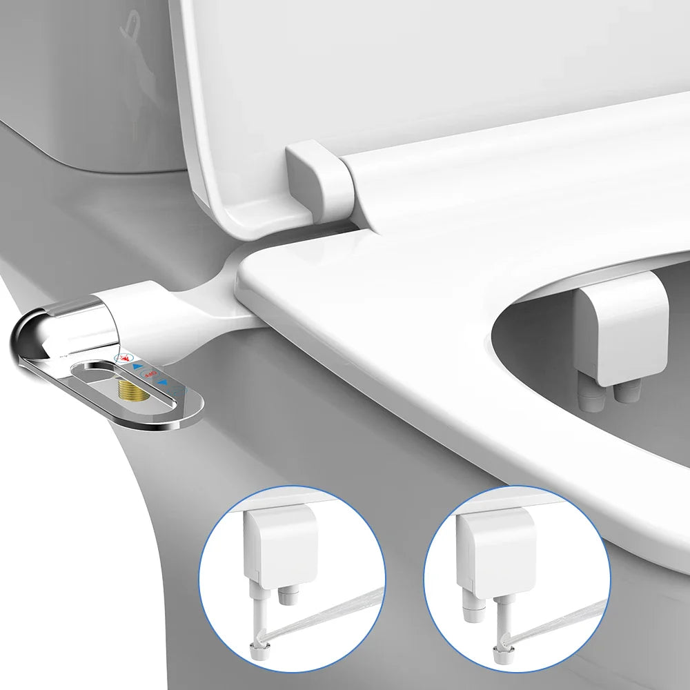 Non-Electric Bidet Toilet Attachment – Dual Nozzle, Adjustable Water Pressure