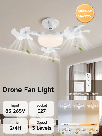 Ceiling LED Fan Light Remote Control Adjustable  3-Speed