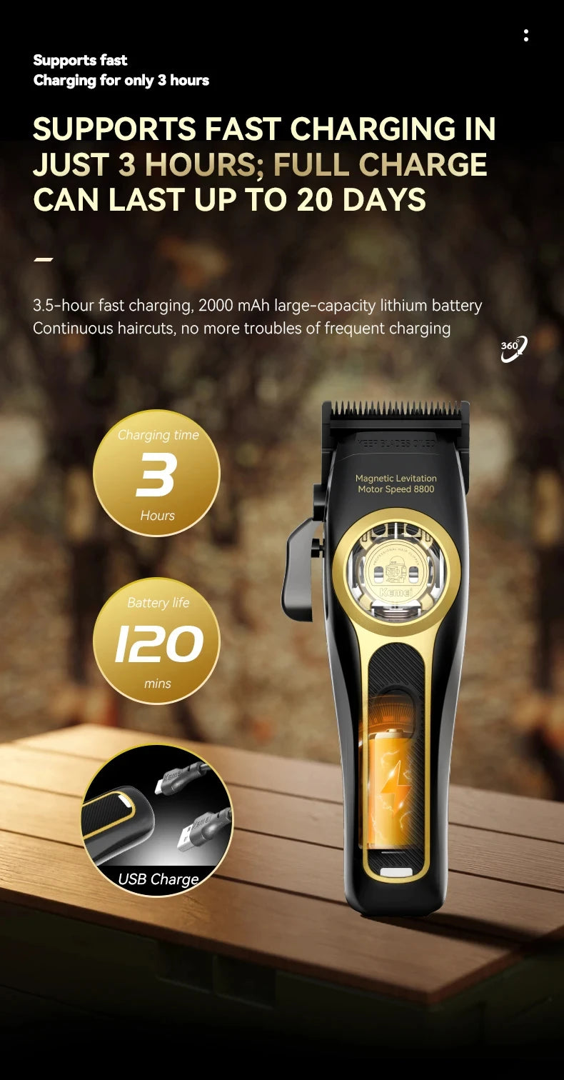 Kemei KM-2373 Professional Hair Clipper - Potencia y precisión en cada corte