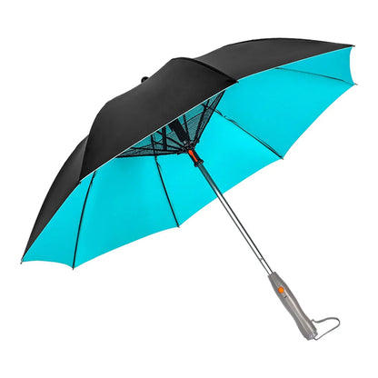 CoolShield Sun Umbrella: UPF 50+ with Fan & Misting Spray