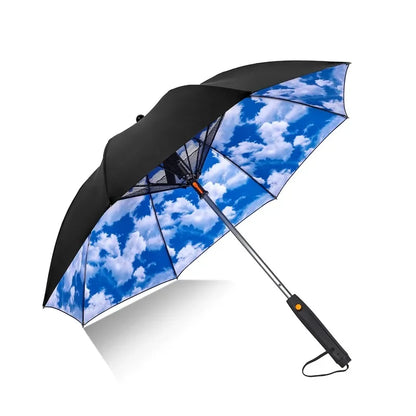CoolShield Sun Umbrella: UPF 50+ with Fan & Misting Spray