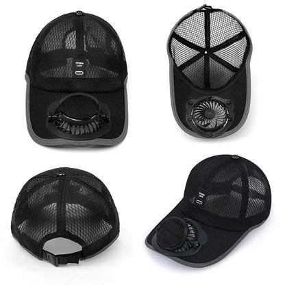 Solar Fan Hat USB Rechargeable for Outdoor Summer Activities