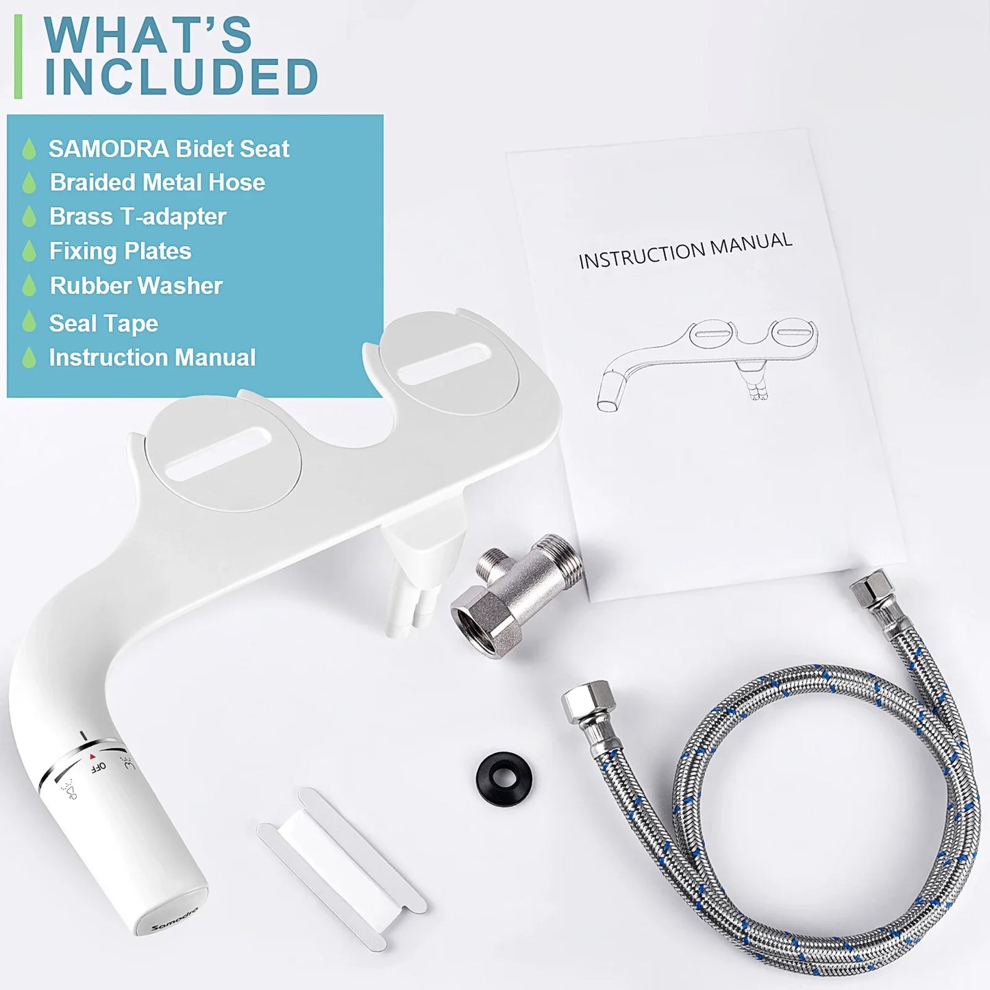 Adjustable Non-Electric Bidet Toilet Seat - Ultra-Thin Installation