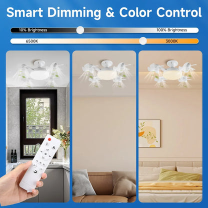 Ceiling LED Fan Light Remote Control Adjustable  3-Speed