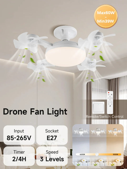 Ceiling LED Fan Light Remote Control Adjustable  3-Speed