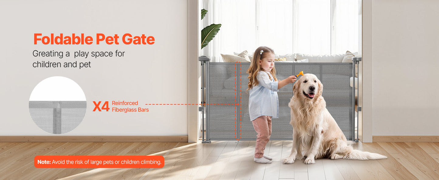 Extra Tall Retractable Baby & Pet Gate | 87cm Safety Barrier